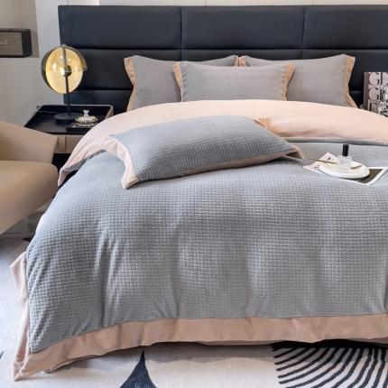 91家纺网 家纺一手货源 找家纺 （总）KA 2025冬季宽边雕花牛奶绒四件套