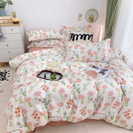 91家纺网 家纺一手货源 找家纺 （总）庭笙 新款有氧双股超密暖绒/花瓣仿生柔感四件套