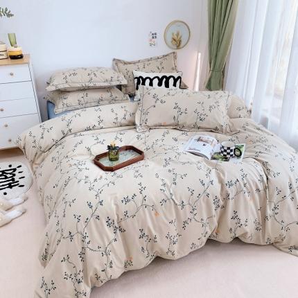 91家纺网 家纺一手货源 找家纺 （总）庭笙 新款有氧双股超密暖绒/花瓣仿生柔感四件套