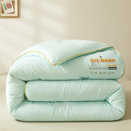 易博 热卖针织水洗棉麻绳款纯色被四季被被子被芯 麻绳款-薄荷绿