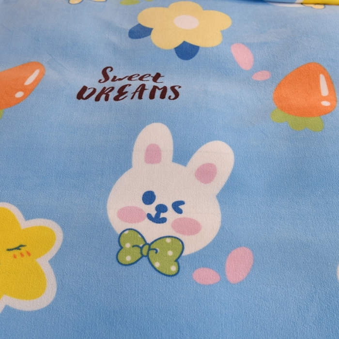 91家纺网 家纺一手货源 找家纺 甜之梦家纺 2025新款韩版泥点绒单被套（任何尺寸都可定做） 爱心萌兔