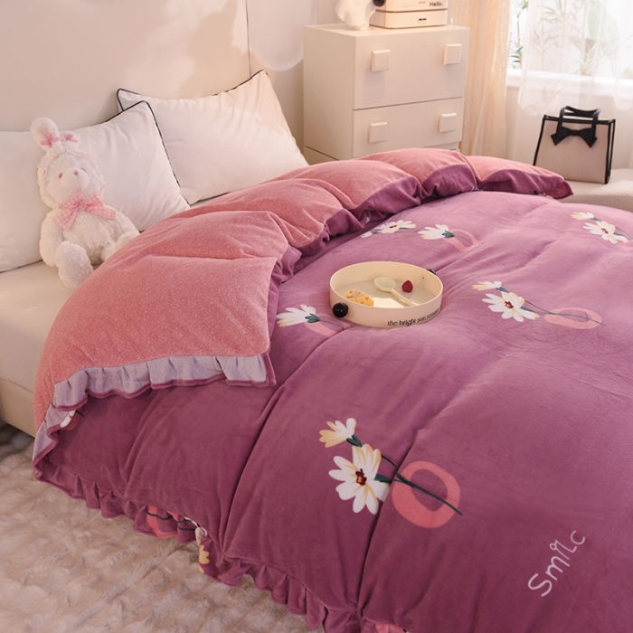 91家纺网 家纺一手货源 找家纺 甜之梦家纺 2025新款韩版泥点绒单被套（任何尺寸都可定做） 穿越