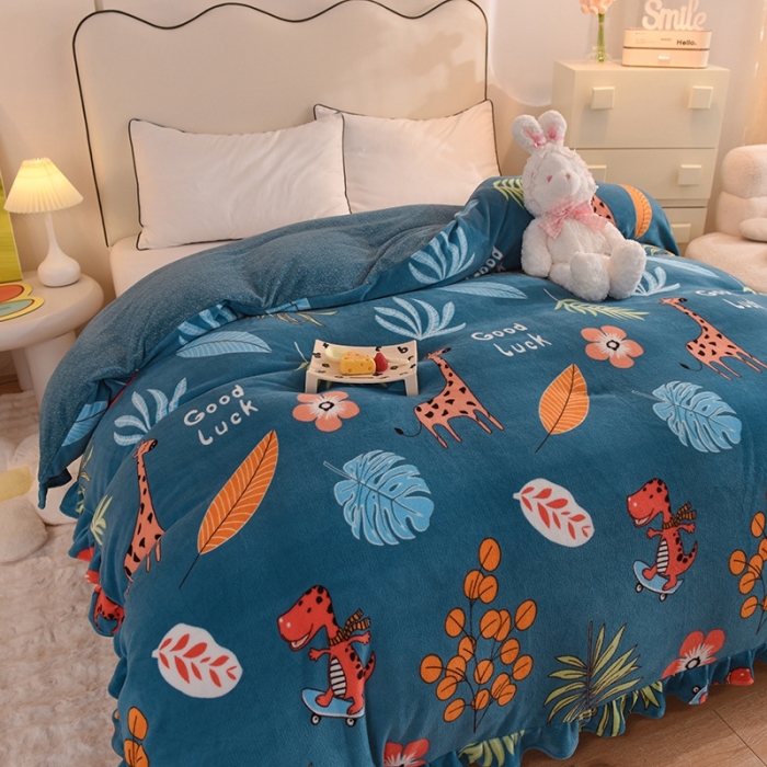 91家纺网 家纺一手货源 找家纺 甜之梦家纺 2025新款韩版泥点绒单被套（任何尺寸都可定做） 动物乐园