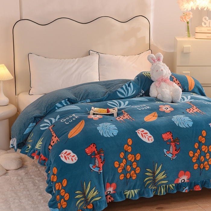 91家纺网 家纺一手货源 找家纺 甜之梦家纺 2025新款韩版泥点绒单被套（任何尺寸都可定做） 动物乐园