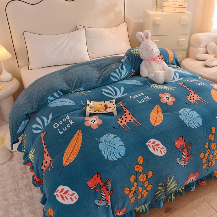 91家纺网 家纺一手货源 找家纺 甜之梦家纺 2025新款韩版泥点绒单被套（任何尺寸都可定做） 动物乐园