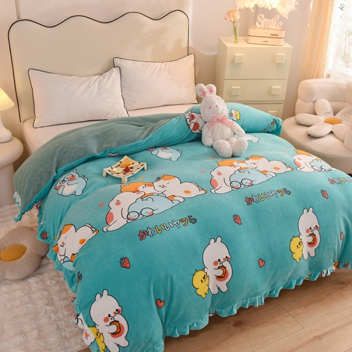 91家纺网 家纺一手货源 找家纺 甜之梦家纺 2025新款韩版泥点绒单被套（任何尺寸都可定做） 乖乖熊