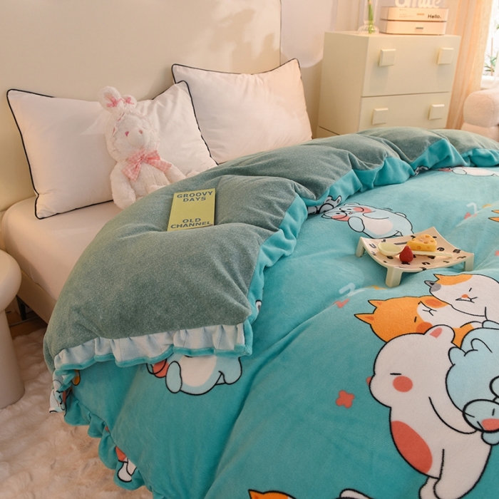 91家纺网 家纺一手货源 找家纺 甜之梦家纺 2025新款韩版泥点绒单被套（任何尺寸都可定做） 乖乖熊