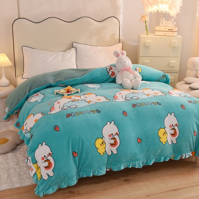 91家纺网 家纺一手货源 找家纺 甜之梦家纺 2025新款韩版泥点绒单被套（任何尺寸都可定做） 乖乖熊