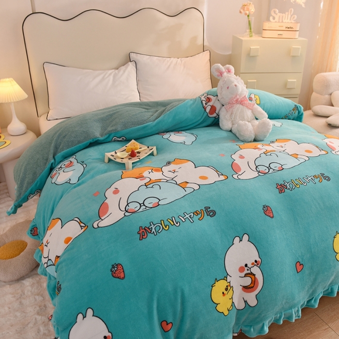 91家纺网 家纺一手货源 找家纺 甜之梦家纺 2025新款韩版泥点绒单被套（任何尺寸都可定做） 乖乖熊