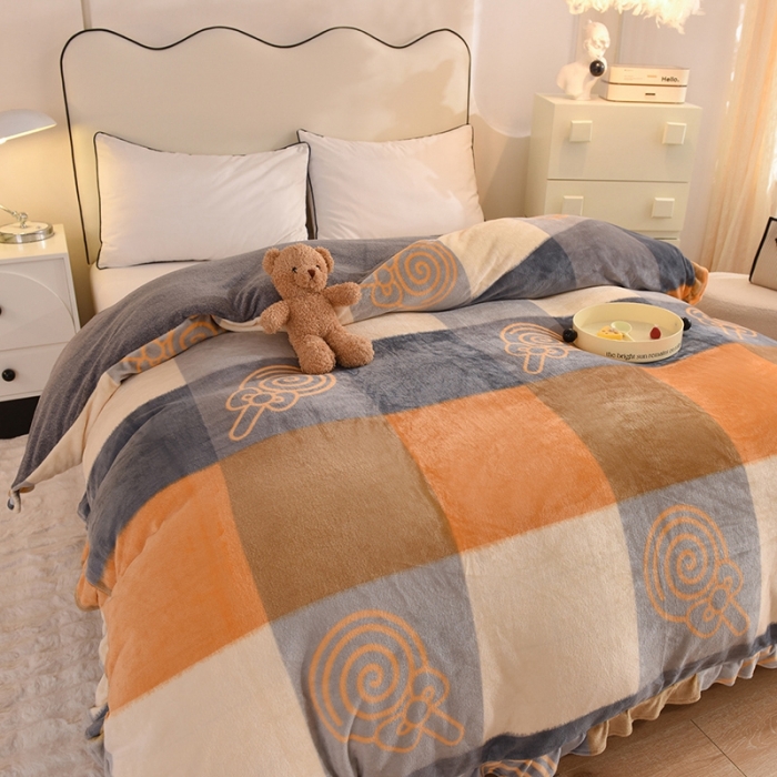 91家纺网 家纺一手货源 找家纺 甜之梦家纺 2025新款韩版泥点绒单被套（任何尺寸都可定做） 玛奇朵