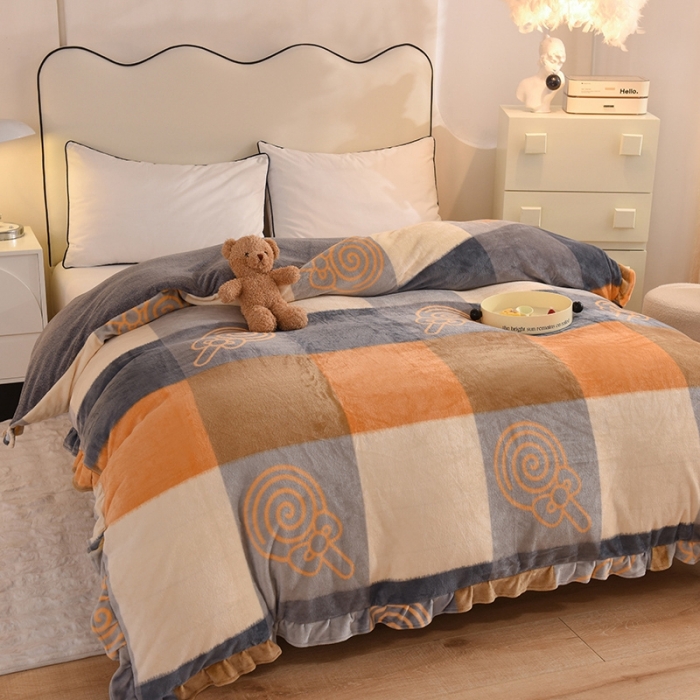 91家纺网 家纺一手货源 找家纺 甜之梦家纺 2025新款韩版泥点绒单被套（任何尺寸都可定做） 玛奇朵