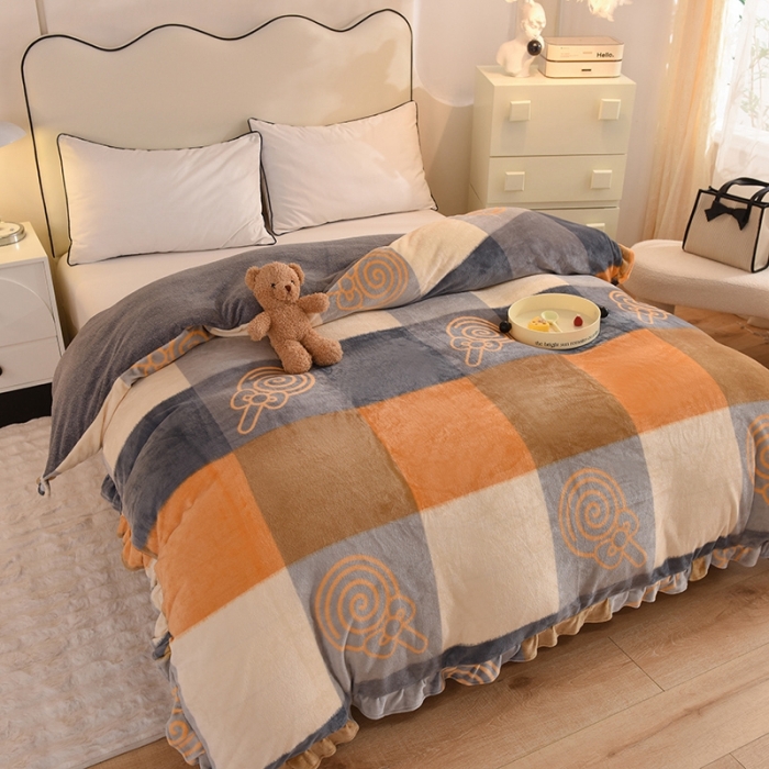 91家纺网 家纺一手货源 找家纺 甜之梦家纺 2025新款韩版泥点绒单被套（任何尺寸都可定做） 玛奇朵