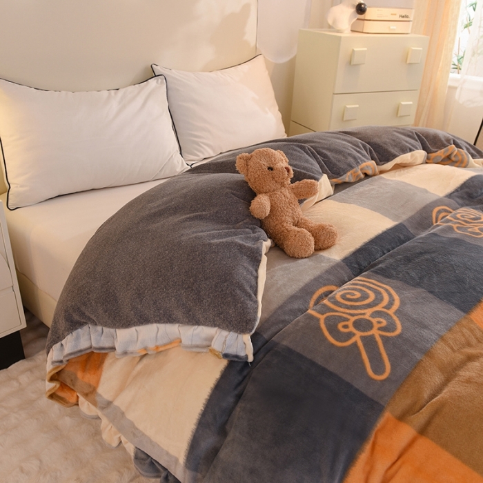 91家纺网 家纺一手货源 找家纺 甜之梦家纺 2025新款韩版泥点绒单被套（任何尺寸都可定做） 玛奇朵