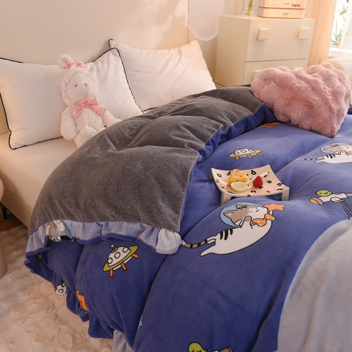 91家纺网 家纺一手货源 找家纺 甜之梦家纺 2025新款韩版泥点绒单被套（任何尺寸都可定做） 猫星球