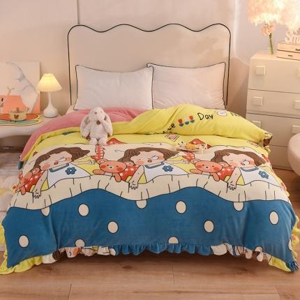 甜之梦家纺 2025新款韩版泥点绒单被套（任何尺寸都可定做） 泡泡公主
