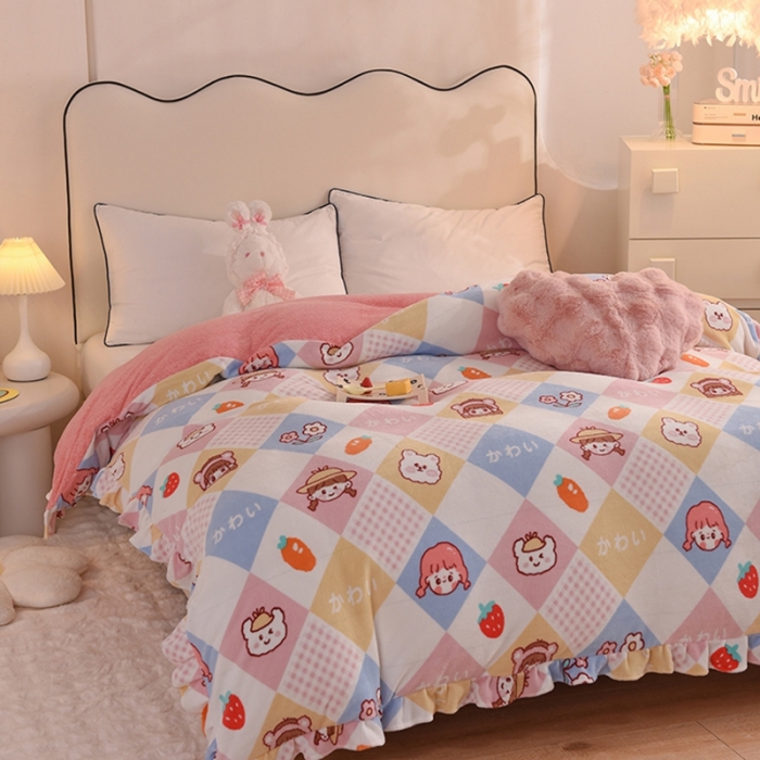 91家纺网 家纺一手货源 找家纺 甜之梦家纺 2025新款韩版泥点绒单被套（任何尺寸都可定做） 诗雨恋人