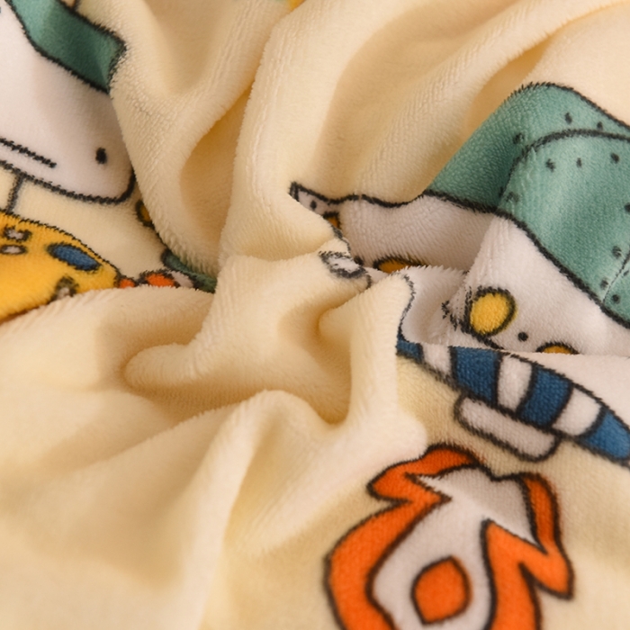 91家纺网 家纺一手货源 找家纺 甜之梦家纺 2025新款韩版泥点绒单被套（任何尺寸都可定做） 太空机器人米白