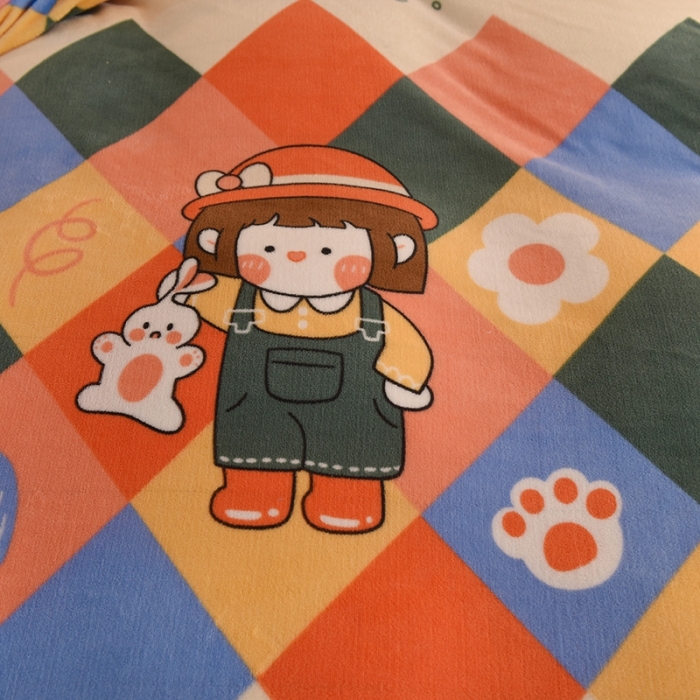 91家纺网 家纺一手货源 找家纺 甜之梦家纺 2025新款韩版泥点绒单被套（任何尺寸都可定做） 校园女孩