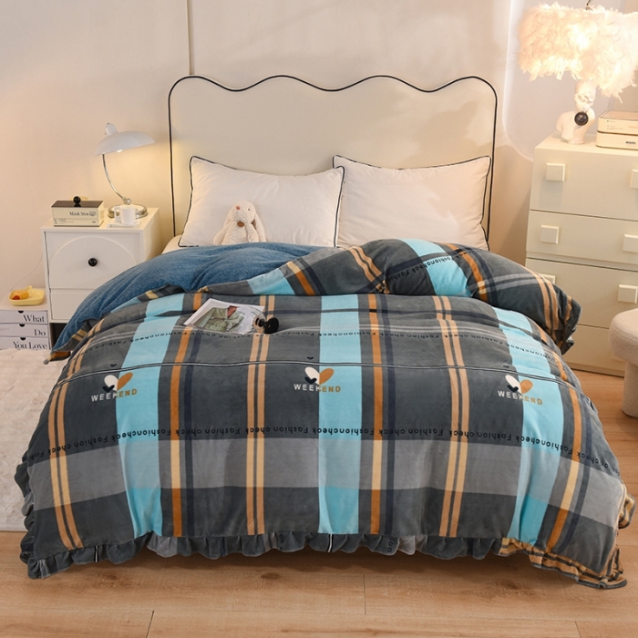 91家纺网 家纺一手货源 找家纺 甜之梦家纺 2025新款韩版泥点绒单被套（任何尺寸都可定做） 许愿条纹