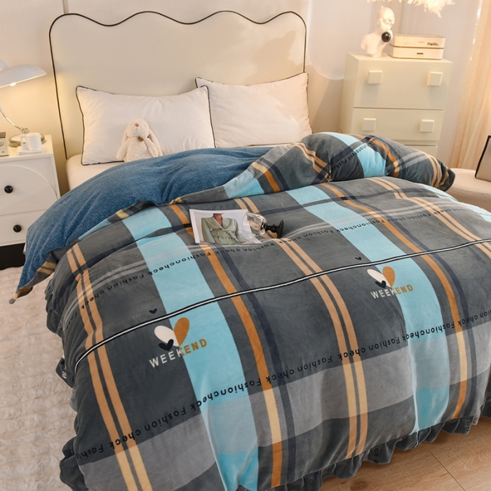 91家纺网 家纺一手货源 找家纺 甜之梦家纺 2025新款韩版泥点绒单被套（任何尺寸都可定做） 许愿条纹