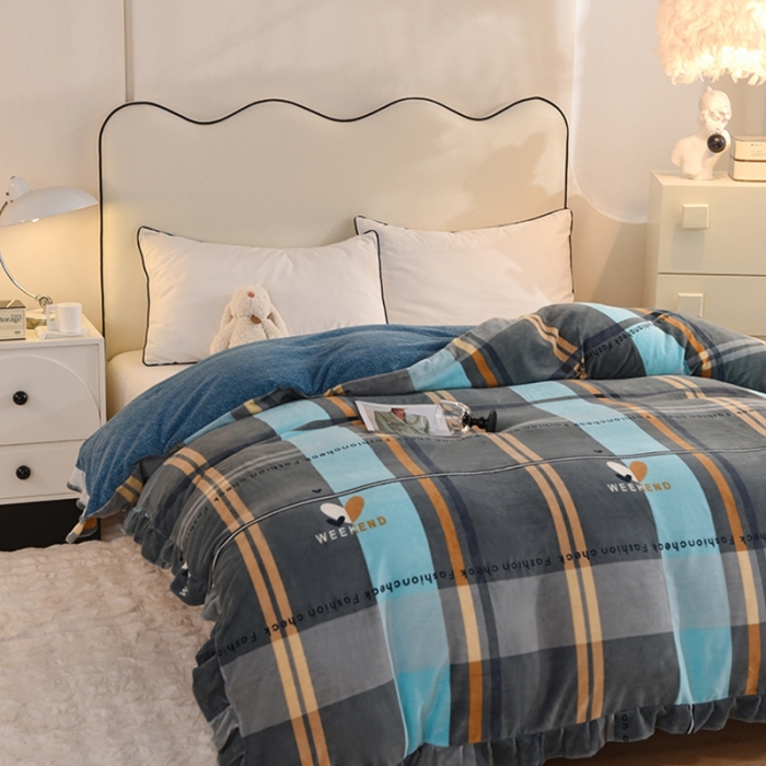 91家纺网 家纺一手货源 找家纺 甜之梦家纺 2025新款韩版泥点绒单被套（任何尺寸都可定做） 许愿条纹