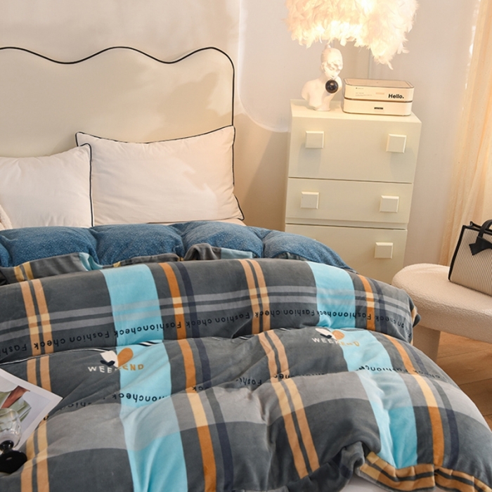 91家纺网 家纺一手货源 找家纺 甜之梦家纺 2025新款韩版泥点绒单被套（任何尺寸都可定做） 许愿条纹