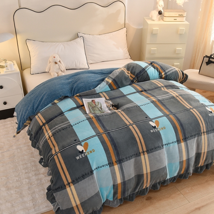 91家纺网 家纺一手货源 找家纺 甜之梦家纺 2025新款韩版泥点绒单被套（任何尺寸都可定做） 许愿条纹