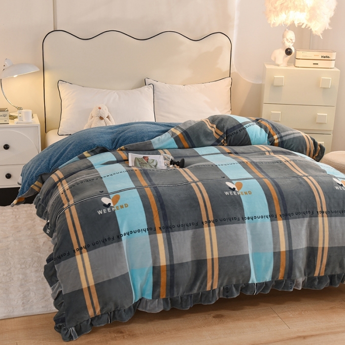 91家纺网 家纺一手货源 找家纺 甜之梦家纺 2025新款韩版泥点绒单被套（任何尺寸都可定做） 许愿条纹