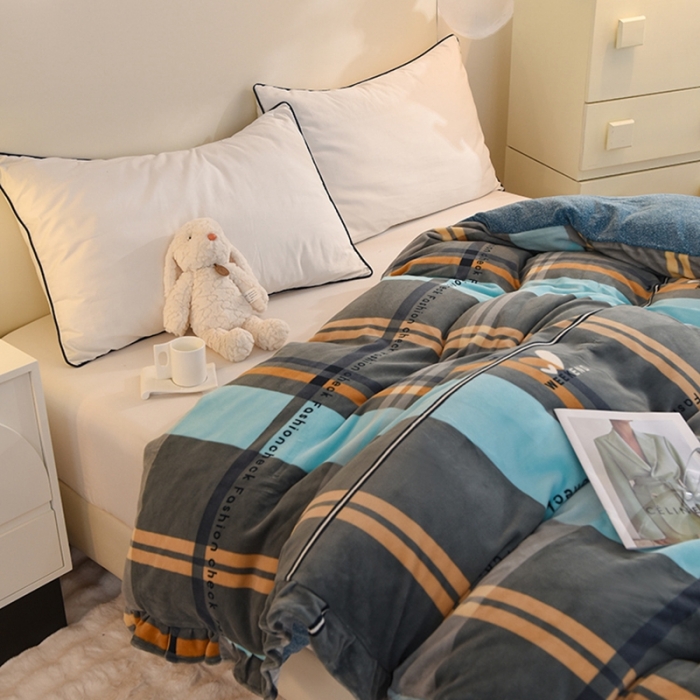 91家纺网 家纺一手货源 找家纺 甜之梦家纺 2025新款韩版泥点绒单被套（任何尺寸都可定做） 许愿条纹