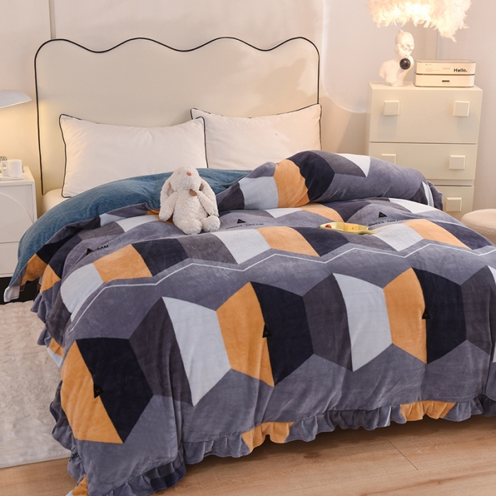 91家纺网 家纺一手货源 找家纺 甜之梦家纺 2025新款韩版泥点绒单被套（任何尺寸都可定做） 追光