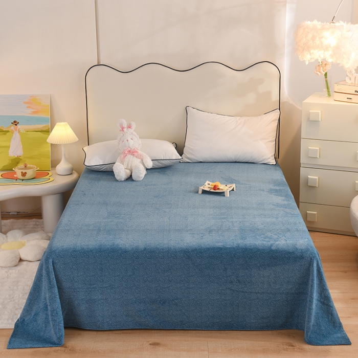 91家纺网 家纺一手货源 找家纺 甜之梦家纺 2025新款韩版泥点绒单床单（任何尺寸都可定做） 贵族蓝