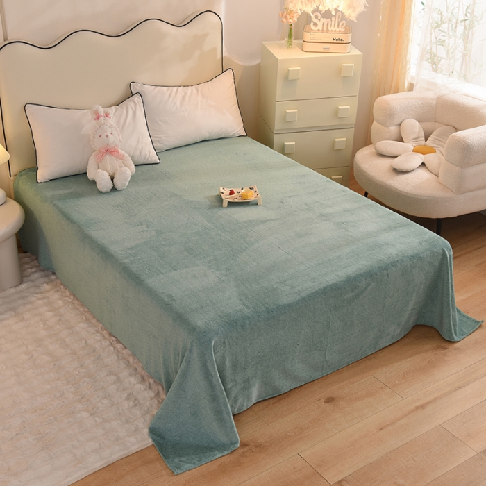 91家纺网 家纺一手货源 找家纺 甜之梦家纺 2025新款韩版泥点绒单床单（任何尺寸都可定做） 玛瑙绿