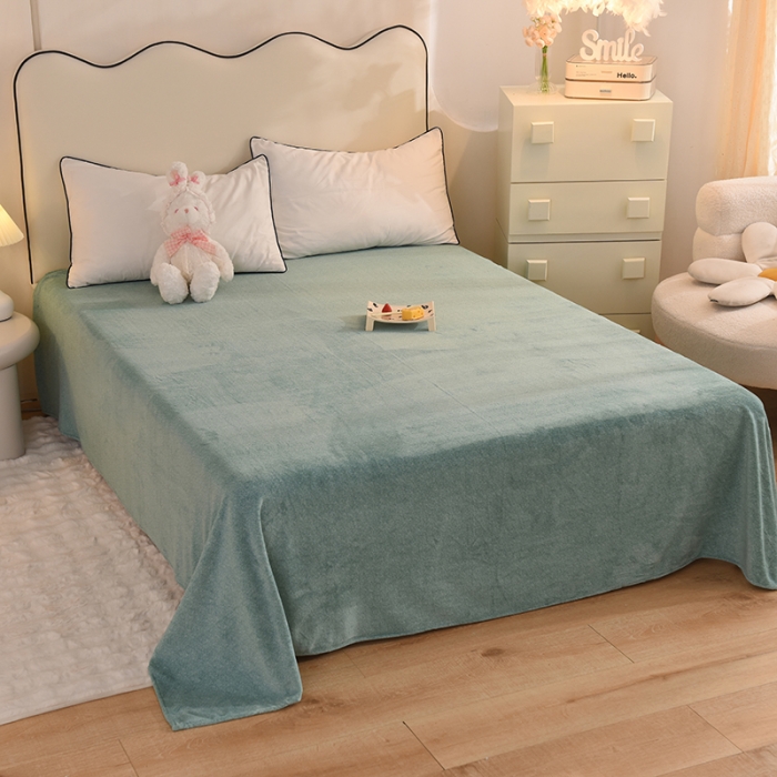 91家纺网 家纺一手货源 找家纺 甜之梦家纺 2025新款韩版泥点绒单床单（任何尺寸都可定做） 玛瑙绿