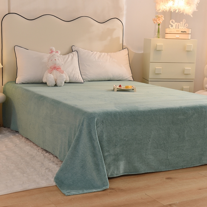 91家纺网 家纺一手货源 找家纺 甜之梦家纺 2025新款韩版泥点绒单床单（任何尺寸都可定做） 玛瑙绿