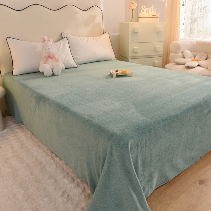 91家纺网 家纺一手货源 找家纺 甜之梦家纺 2025新款韩版泥点绒单床单（任何尺寸都可定做） 玛瑙绿