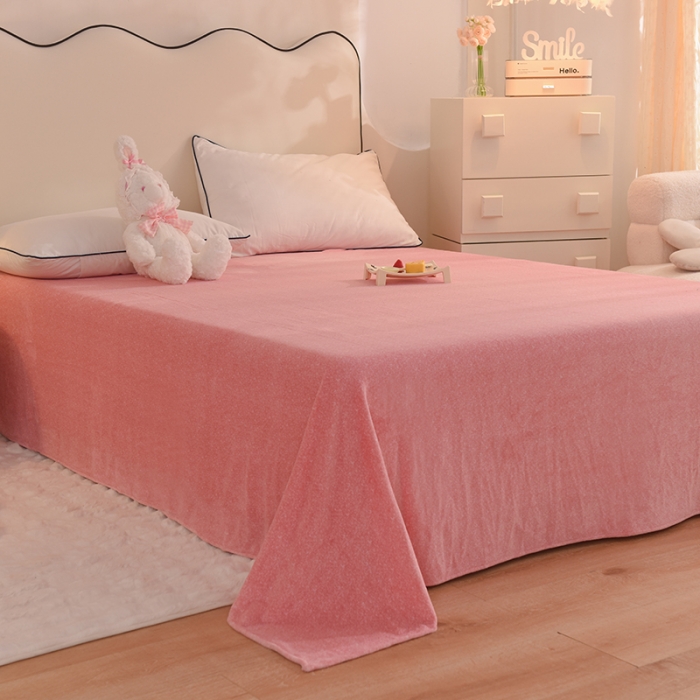 91家纺网 家纺一手货源 找家纺 甜之梦家纺 2025新款韩版泥点绒单床单（任何尺寸都可定做） 泥点绒淡粉