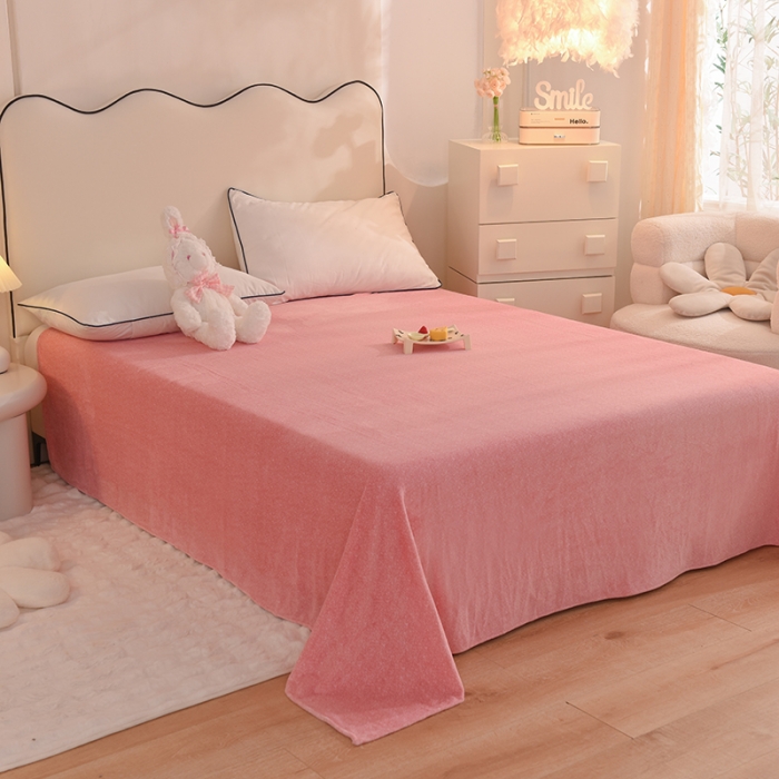 91家纺网 家纺一手货源 找家纺 甜之梦家纺 2025新款韩版泥点绒单床单（任何尺寸都可定做） 泥点绒淡粉