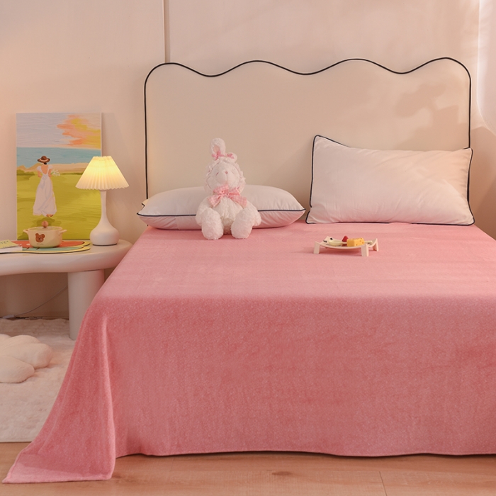 91家纺网 家纺一手货源 找家纺 甜之梦家纺 2025新款韩版泥点绒单床单（任何尺寸都可定做） 泥点绒淡粉