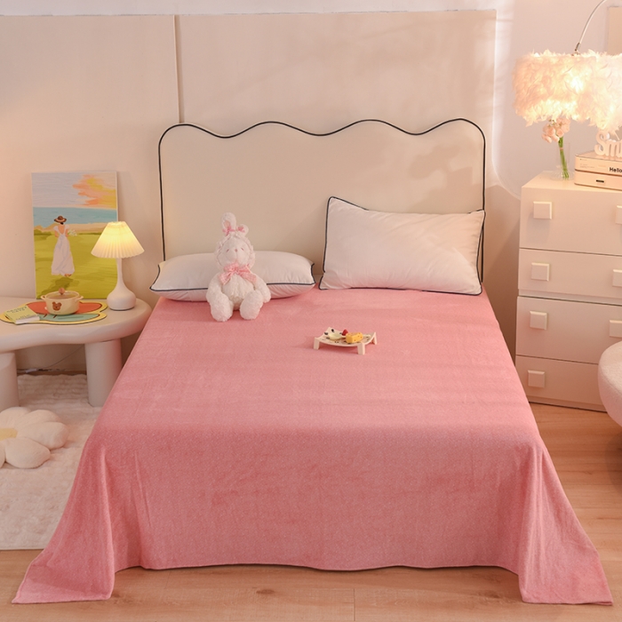 91家纺网 家纺一手货源 找家纺 甜之梦家纺 2025新款韩版泥点绒单床单（任何尺寸都可定做） 泥点绒淡粉