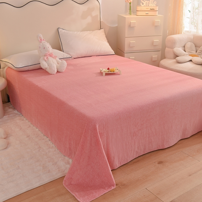 91家纺网 家纺一手货源 找家纺 甜之梦家纺 2025新款韩版泥点绒单床单（任何尺寸都可定做） 泥点绒淡粉