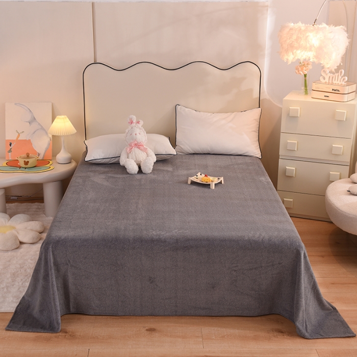 91家纺网 家纺一手货源 找家纺 甜之梦家纺 2025新款韩版泥点绒单床单（任何尺寸都可定做） 优雅灰