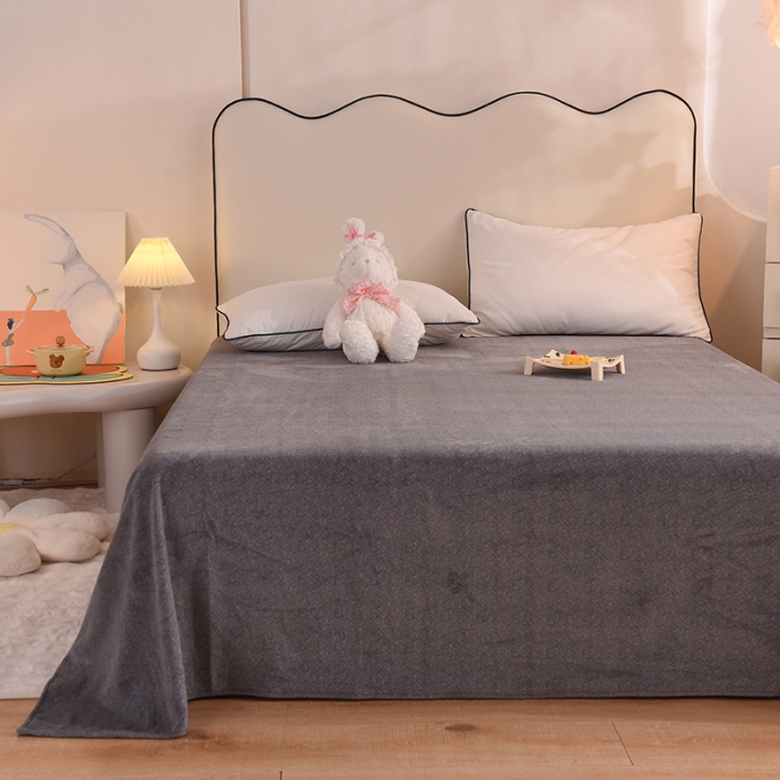 91家纺网 家纺一手货源 找家纺 甜之梦家纺 2025新款韩版泥点绒单床单（任何尺寸都可定做） 优雅灰