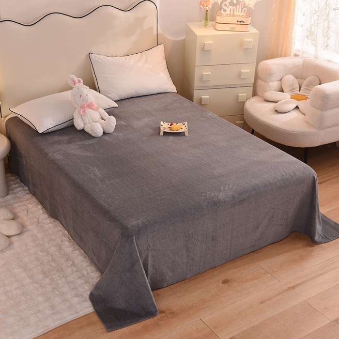 91家纺网 家纺一手货源 找家纺 甜之梦家纺 2025新款韩版泥点绒单床单（任何尺寸都可定做） 优雅灰