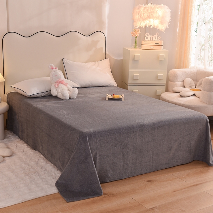 91家纺网 家纺一手货源 找家纺 甜之梦家纺 2025新款韩版泥点绒单床单（任何尺寸都可定做） 优雅灰