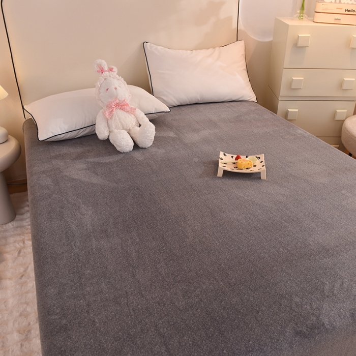 91家纺网 家纺一手货源 找家纺 甜之梦家纺 2025新款韩版泥点绒单床单（任何尺寸都可定做） 优雅灰