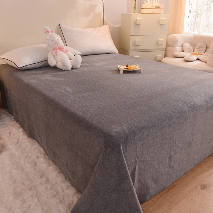 91家纺网 家纺一手货源 找家纺 甜之梦家纺 2025新款韩版泥点绒单床单（任何尺寸都可定做） 优雅灰