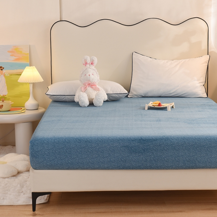 91家纺网 家纺一手货源 找家纺 总甜之梦家纺 2025新款韩版泥点绒单床笠（任何尺寸异型缺角都可定做）