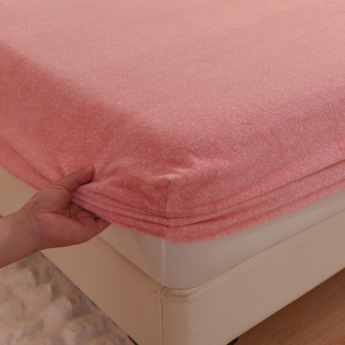 91家纺网 家纺一手货源 找家纺 甜之梦家纺 2025新款韩版泥点绒单床笠（任何尺寸异型缺角都可定做） 泥点绒淡粉