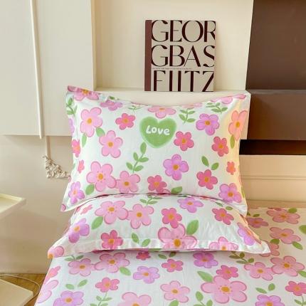 91家纺网 家纺一手货源 找家纺 帛织澜家纺 2025新款12868全棉喷气印花枕套-花夏未央-粉