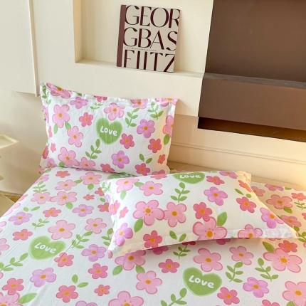 帛织澜家纺 2025新款12868全棉喷气印花枕套-花夏未央-粉